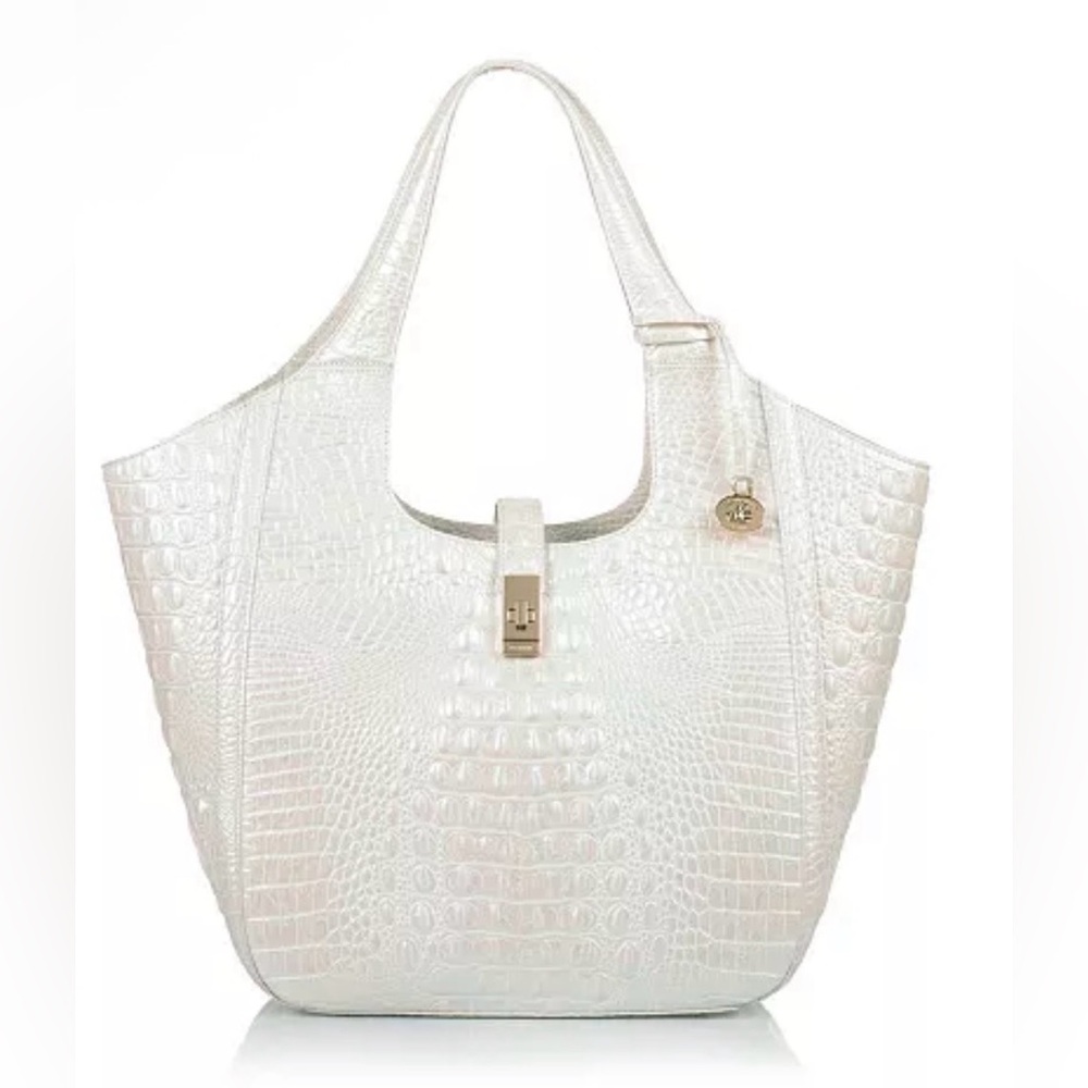 Brahmin Ivory Croc-Embossed Tote